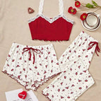 Petit motif floral rouge / S