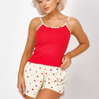 Haut rouge + pantalon blanc / S